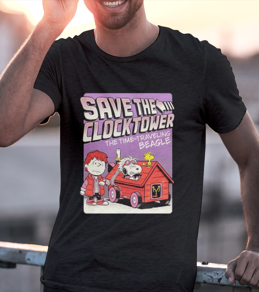 Save The Tower The Time Traveling Beagle Retro Adventure T-Shirt