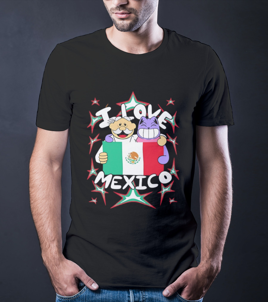 I Love Mexico Mexican Flag Cartoon Cat And Doctor T-Shirt
