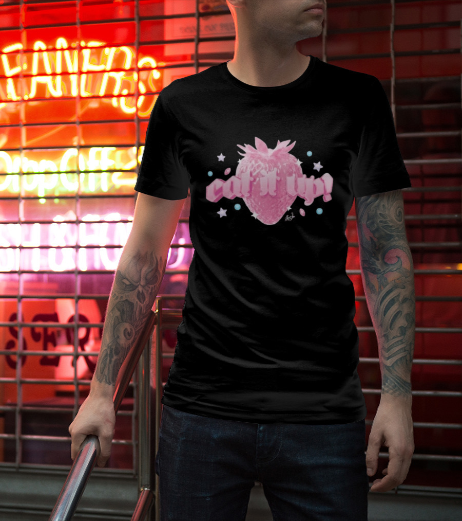 Naomi Jon Eat It Up Pink Strawberry Gothic Stars T-Shirt