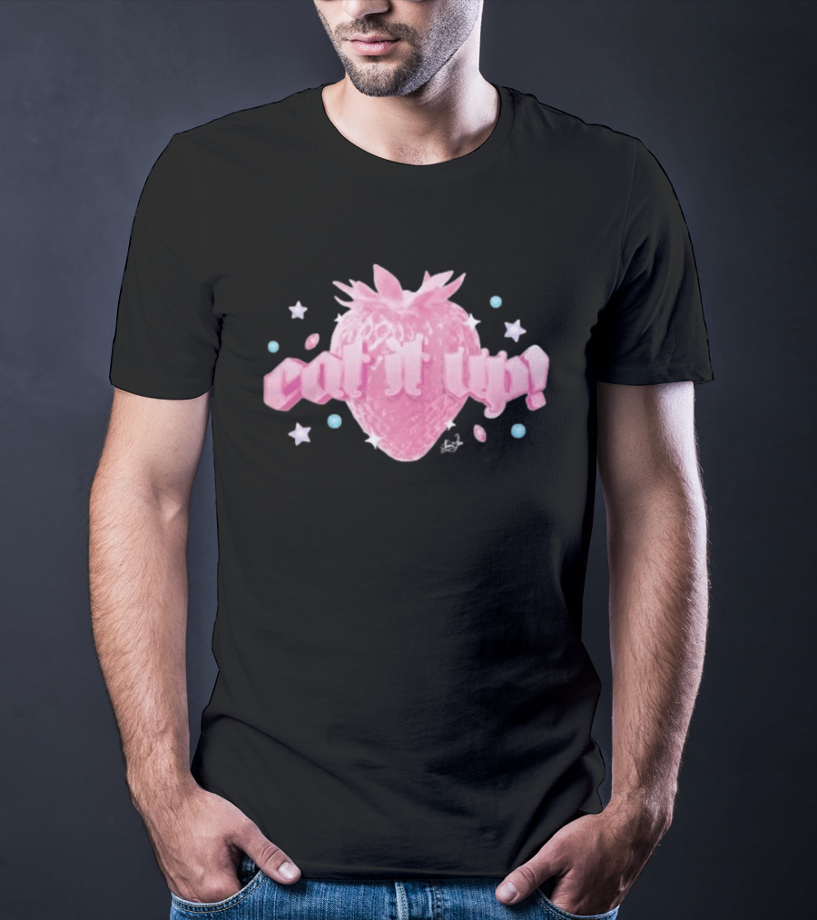 Naomi Jon Eat It Up Pink Strawberry Gothic Stars T-Shirt