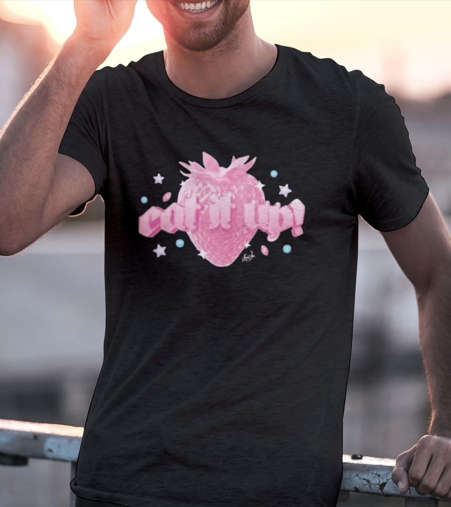Naomi Jon Eat It Up Pink Strawberry Gothic Stars T-Shirt
