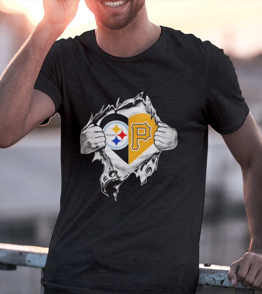 Steelers Pirates Heart Pittsburgh NFL MLB Fans T-Shirt