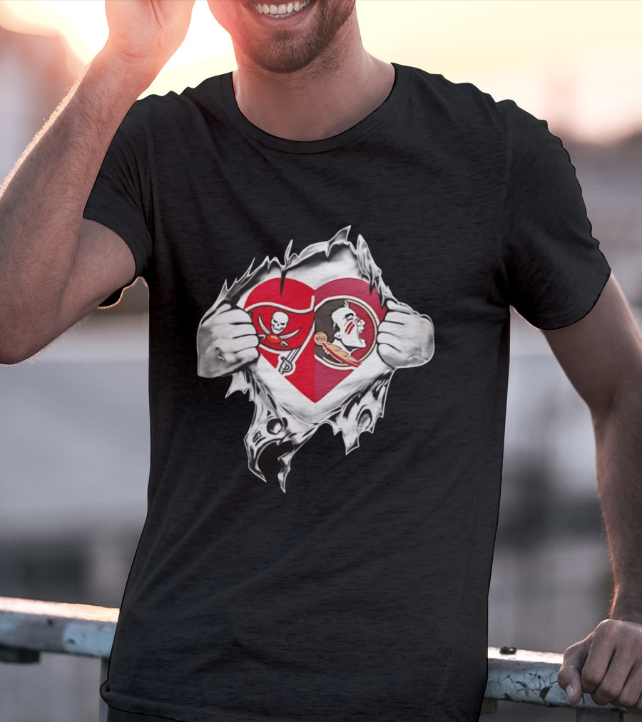 Tampa Bay Buccaneers Florida State Seminoles Heart Fans T-Shirt