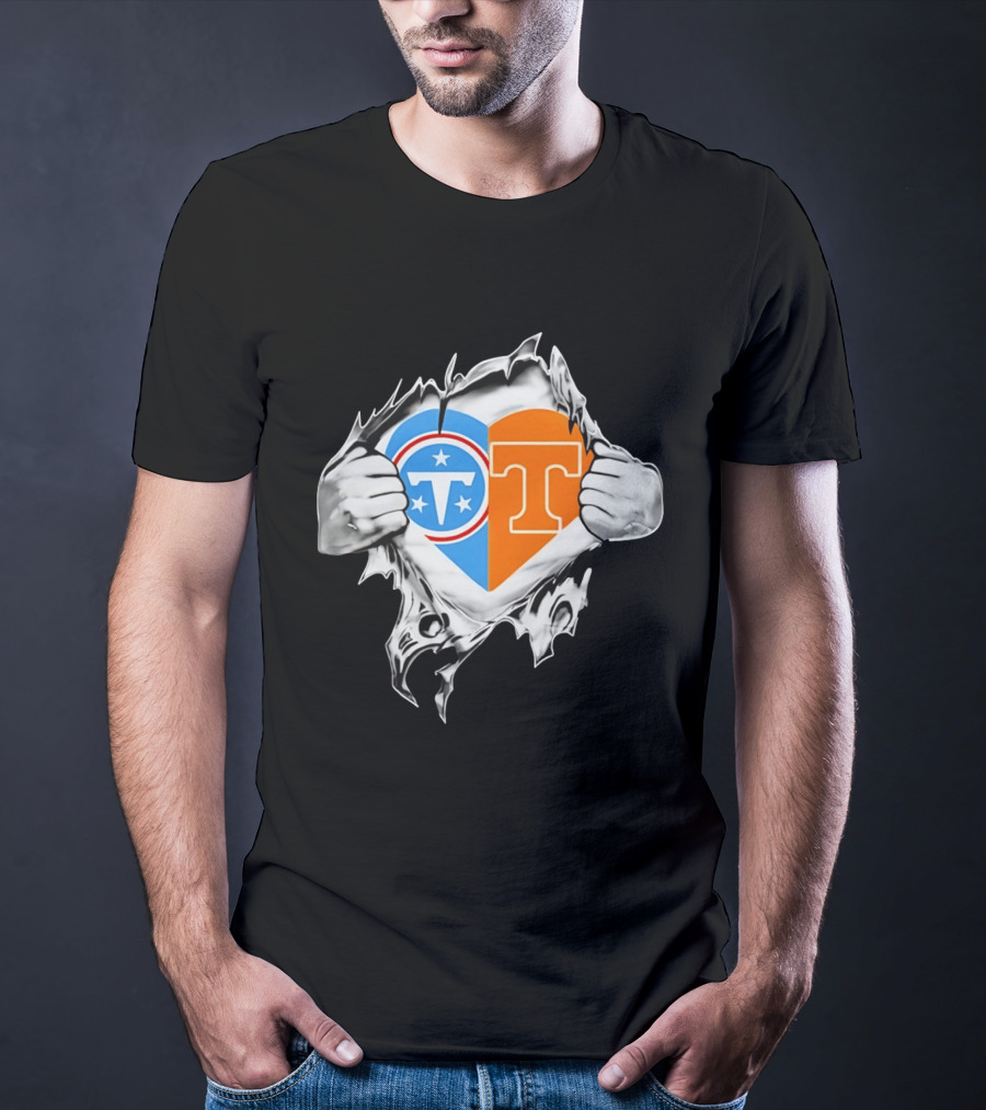 Tennessee Titans Tennessee Volunteers Heart T-Shirt