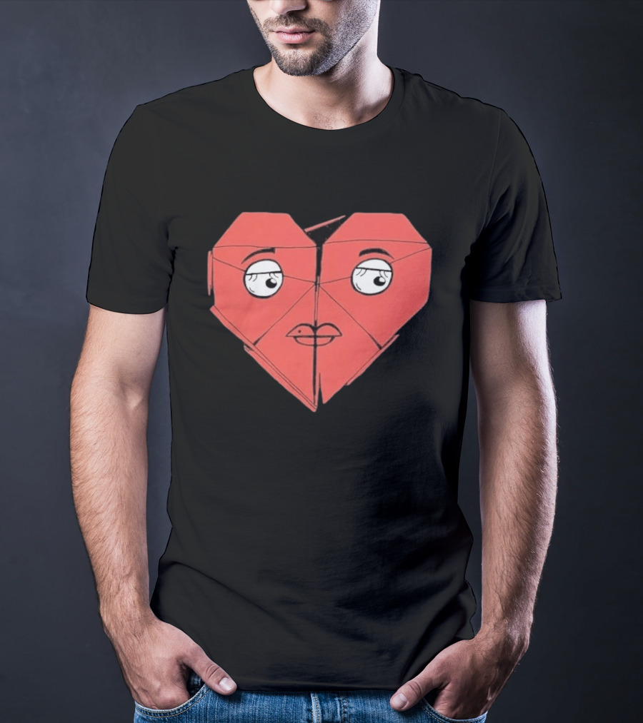 James Marriott Romanticise This Origami Heart Face T-Shirt