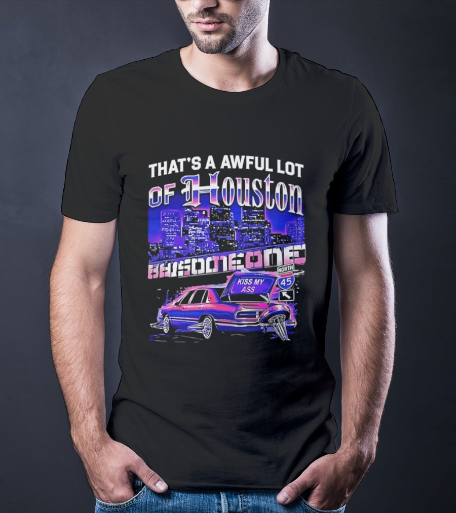 That's A Awful Lot Of Houston Kiss My Ass Lowrider Cityscape T-Shirt