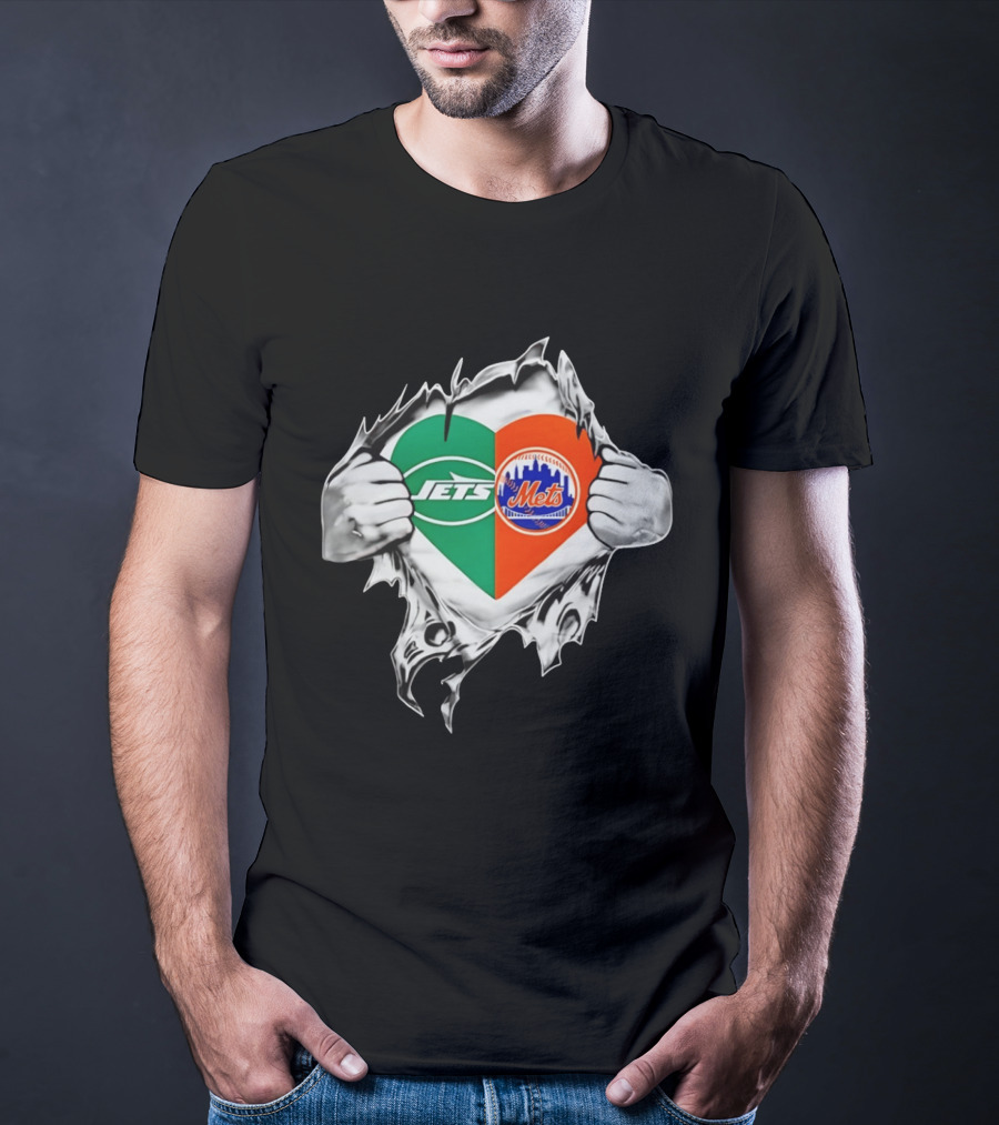 New York Jets Mets Heart Fan MLB Passion T-Shirt