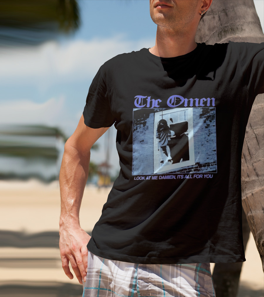 The Omen Look At Me Damien It's All For You Classic Horror Scene T-Shirt