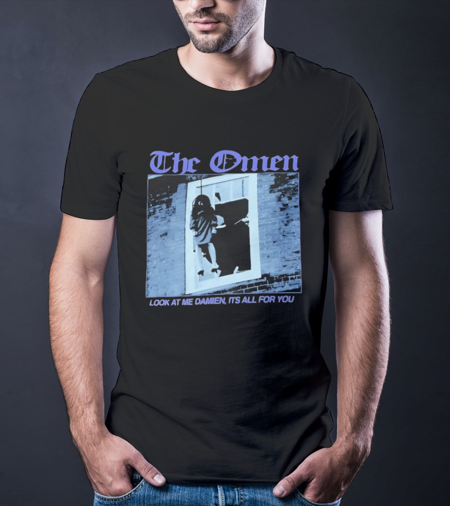 The Omen Look At Me Damien It's All For You Classic Horror Scene T-Shirt