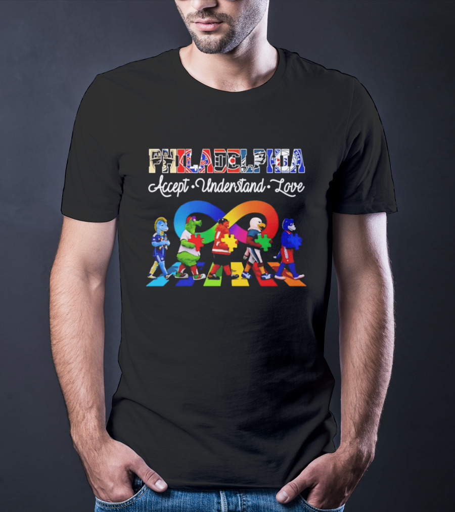 Philadelphia Mascots Autism Awareness Accept Understand Love T-Shirt
