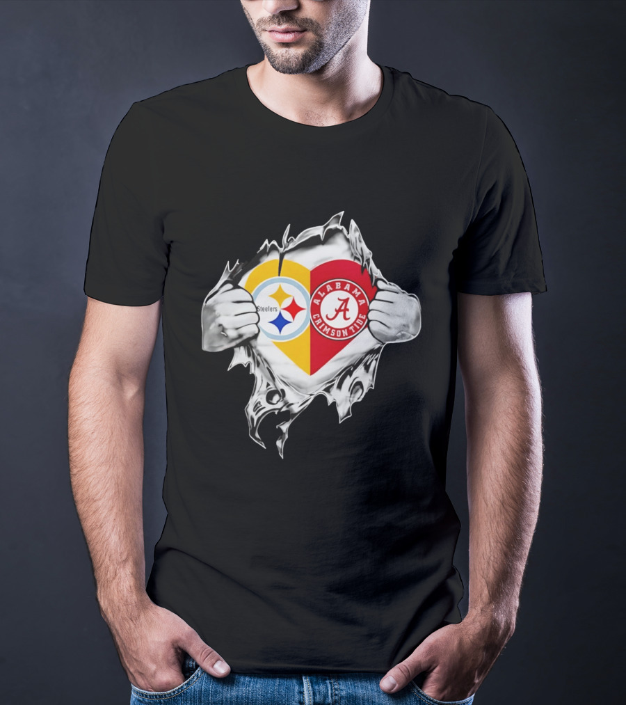 Pittsburgh Steelers Alabama Crimson Tide Heart Dual T-Shirt