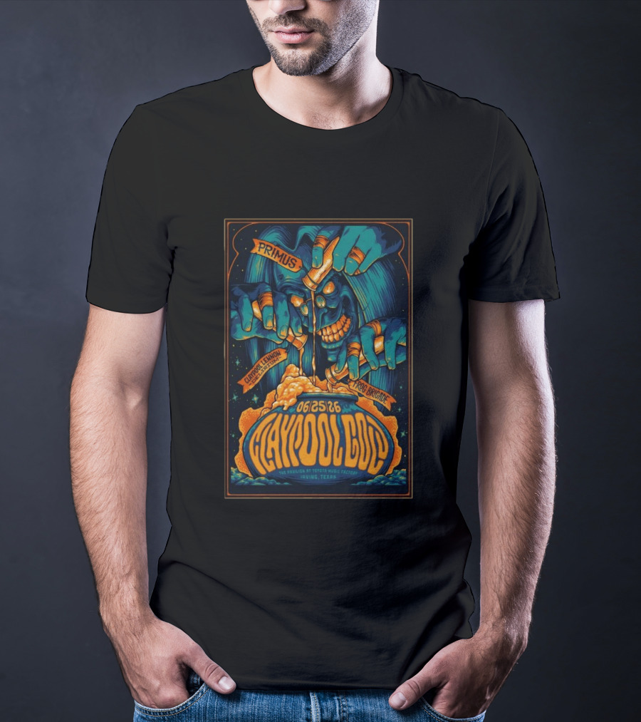 Primus Claypool Lennon Delirium Frog Brigade June 25 2026 Pavilion Toyota Music Factory Irving TX T-Shirt