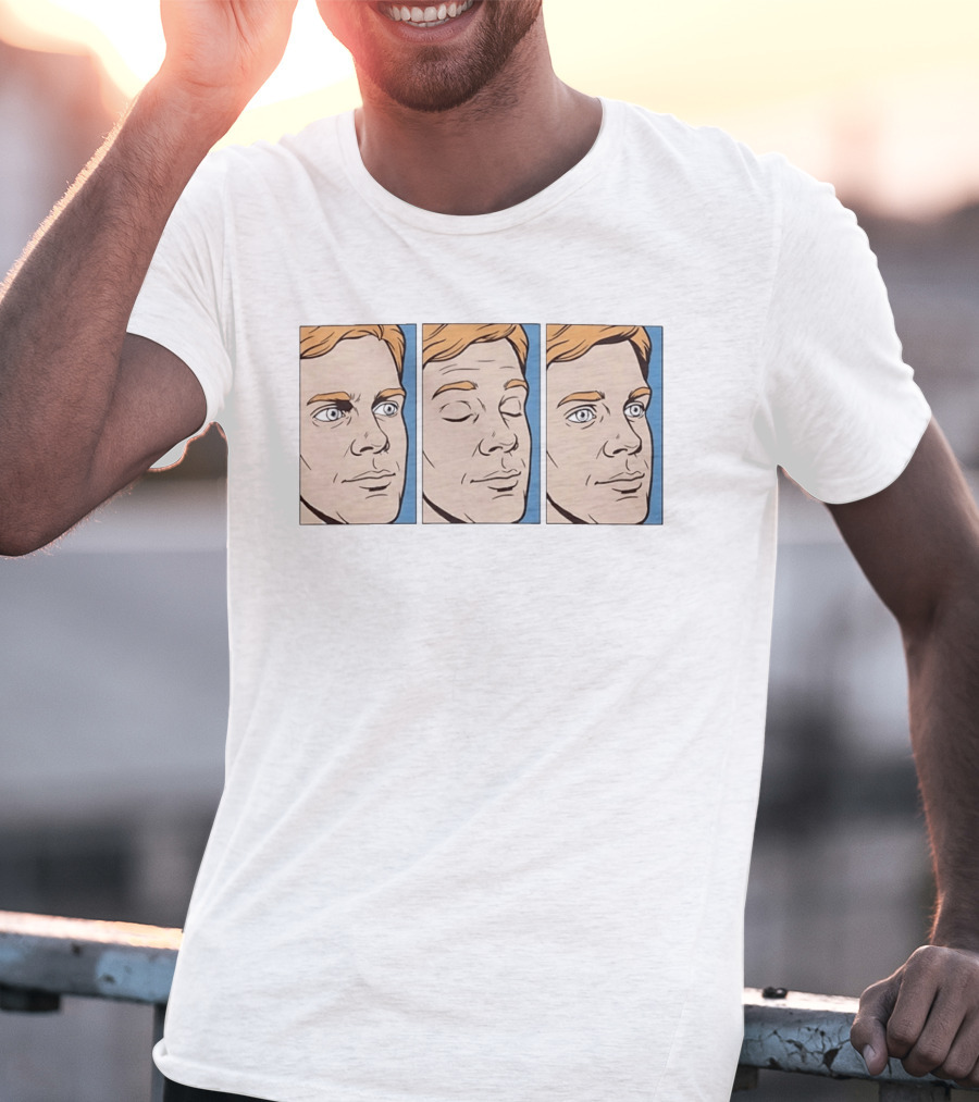 Blinking White Guy Meme Reaction Face Comic Triptych T-Shirt