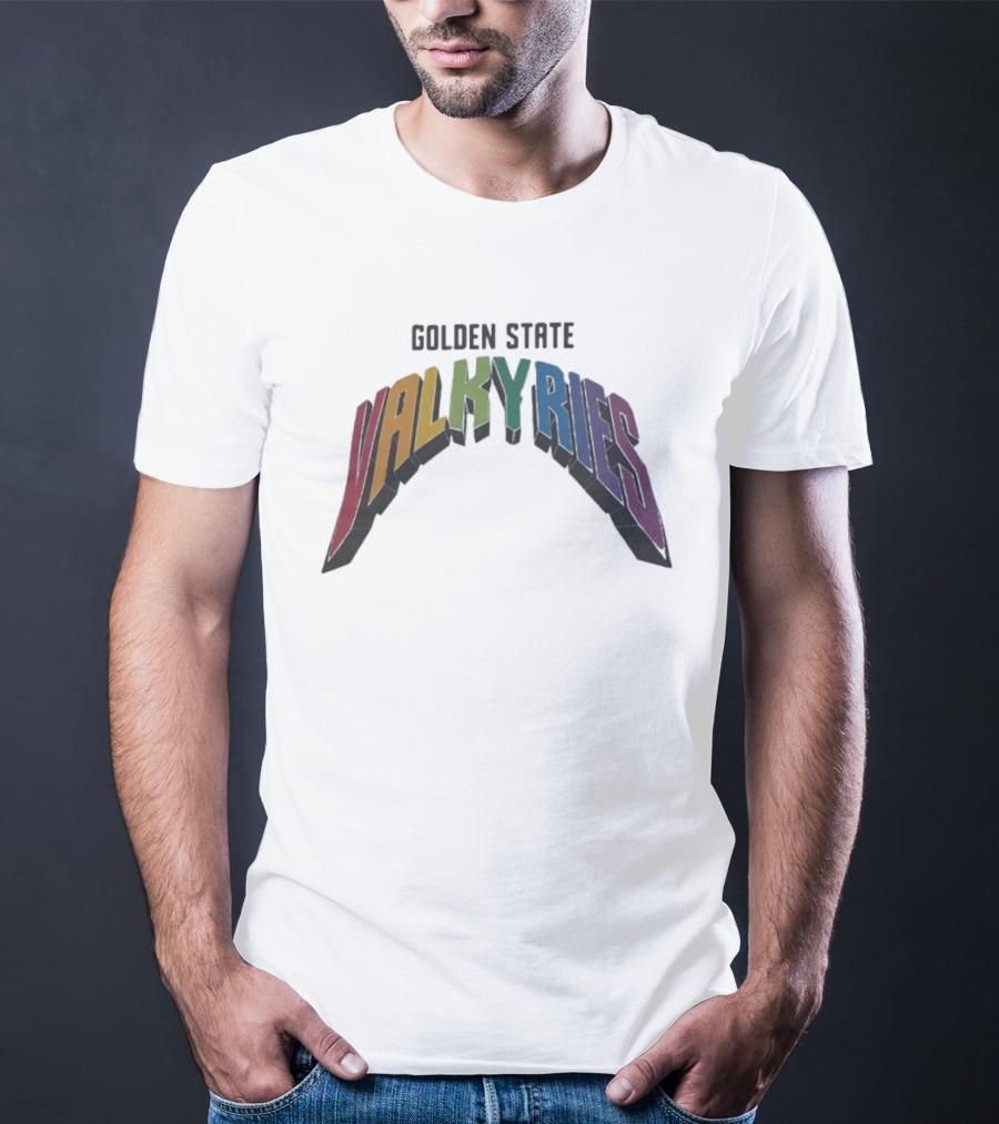 Golden State Valkyries Rainbow Multicolor Curved T-Shirt