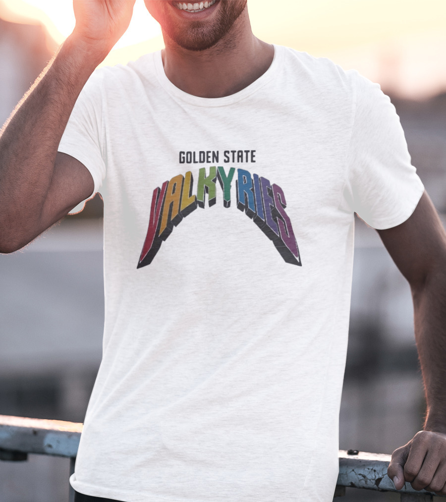 Golden State Valkyries Rainbow Multicolor Curved T-Shirt