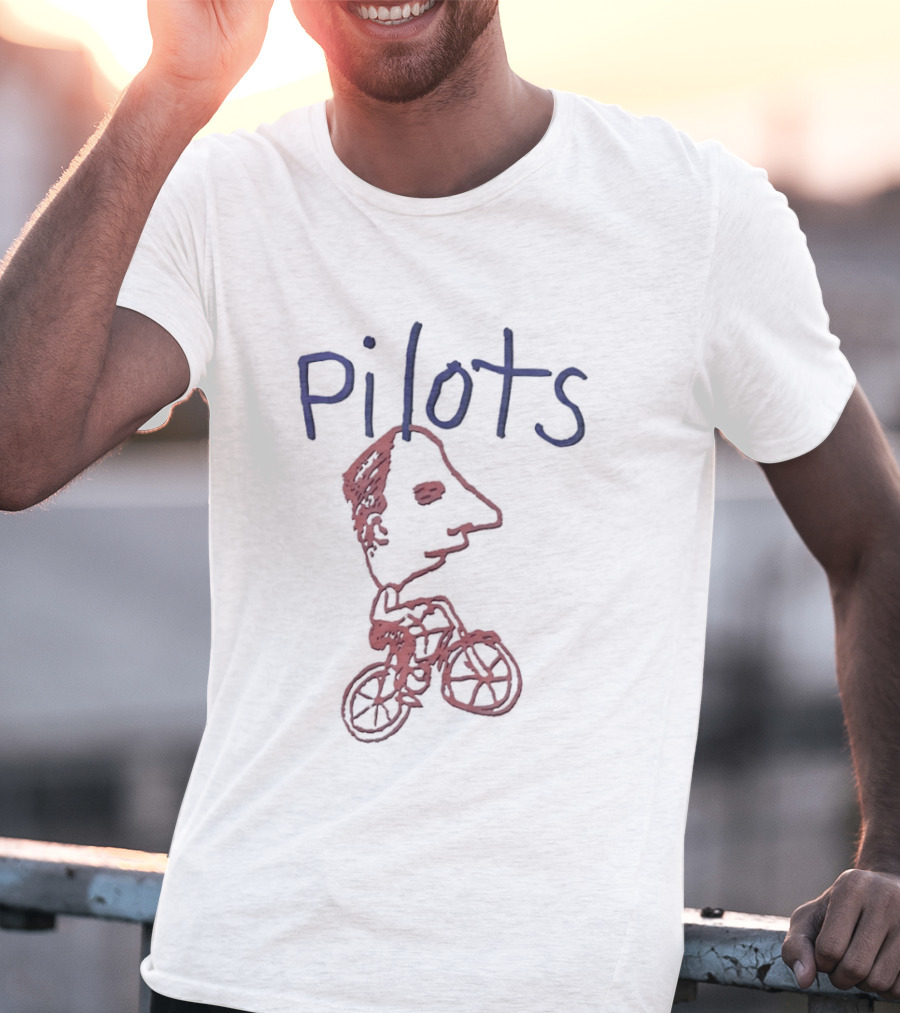 Pilots Bicycle Drawing With Face Sketch T-Shirt