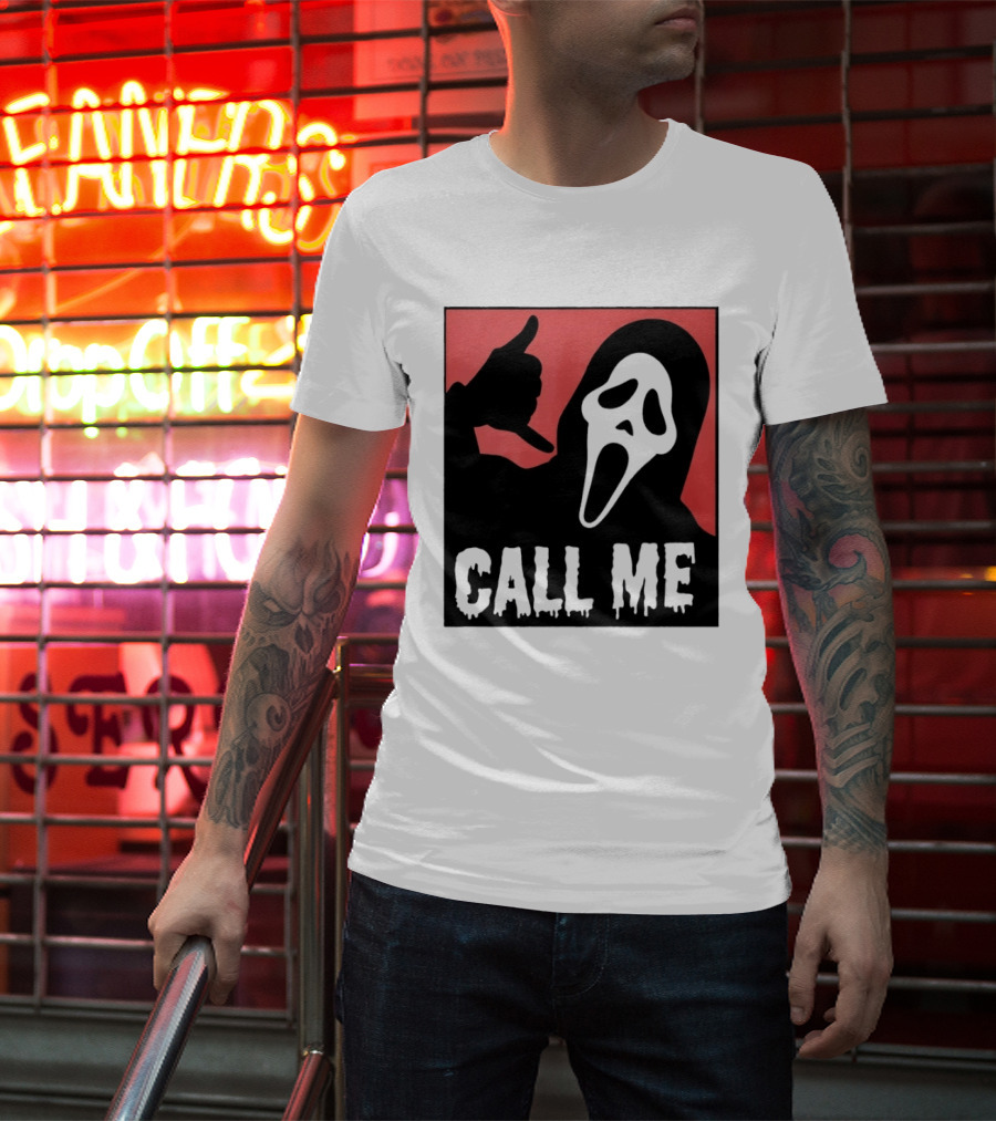 Ghostface Call Me Horror Halloween Scream T-Shirt