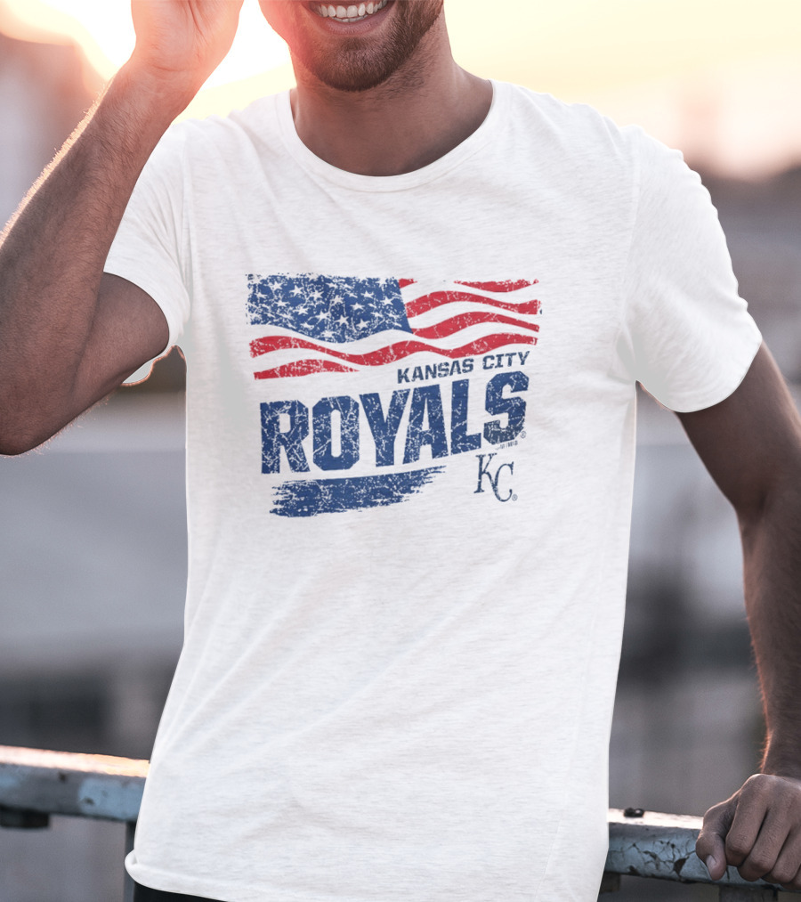 Kansas City Royals Waving American Flag 4th Of July Celebration KC T-Shirt