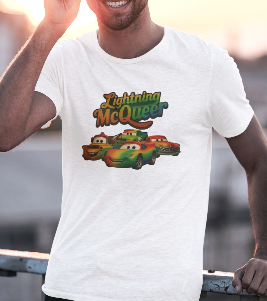 Lightning McQueer Pride Cars Movie Characters Rainbow T-Shirt