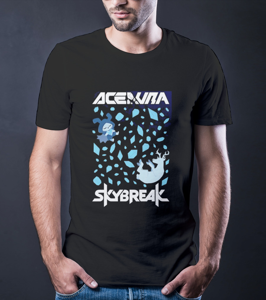 Ace Aura Skybreak EDM Music Artistic Falling Character And Deer With Blue Leaves T-Shirt