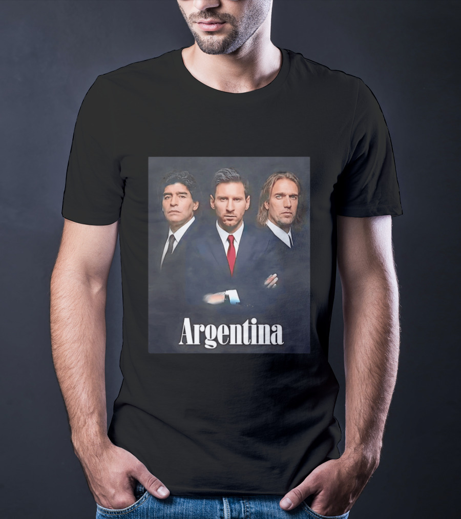 Argentina Legends Diego Maradona Lionel Messi Mario Kempes T-Shirt