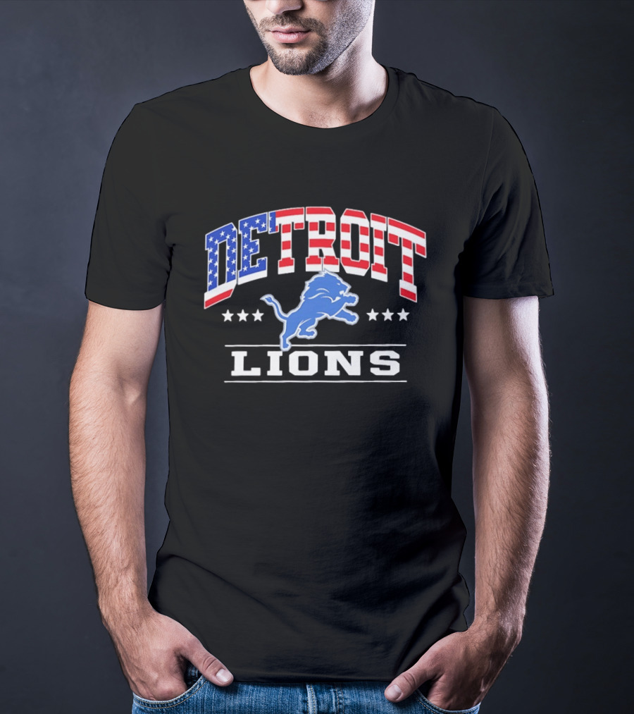 Detroit Lions 1776 2026 250 Years 4th Of July American Flag NFL Team Stars And Stripes T-Shirt