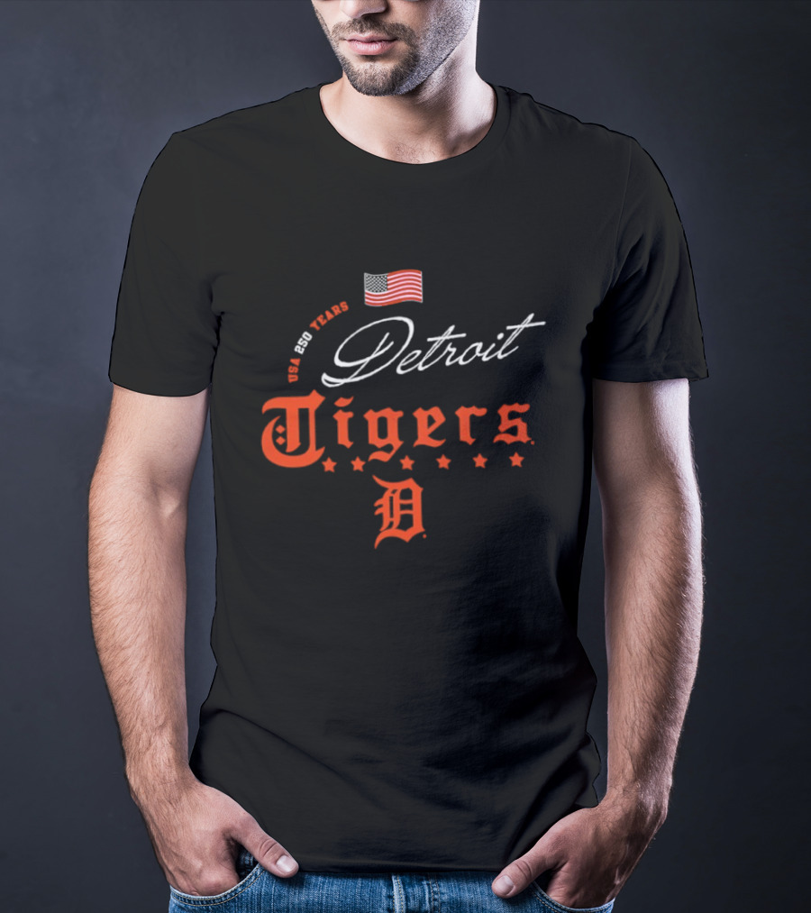 Detroit Tigers 250 Years USA Celebration Happy 4th Of July T-Shirt