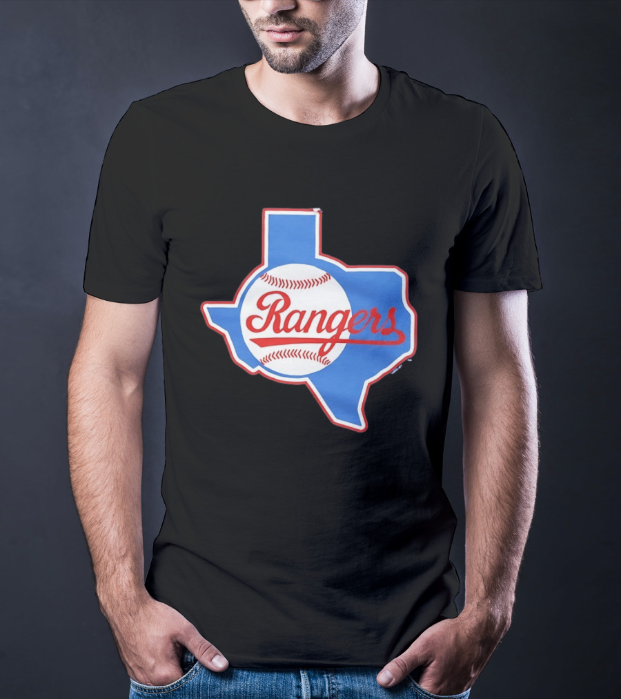 Texas Rangers Baseball Cursive Script Texas State T-Shirt