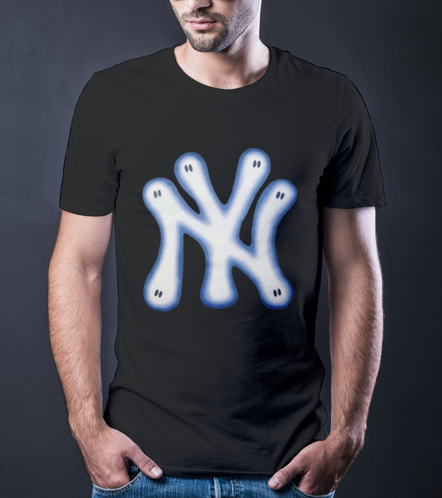 New York Yankees Ghostly Logo With Spooky Eyes T-Shirt