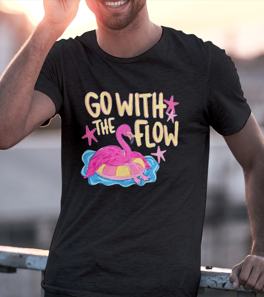 Go With The Flow Flamingo Summer Tropical Vibes T-Shirt
