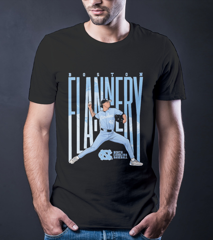 Boston Flannery North Carolina Tar Heels Baseball Carolina 42 T-Shirt