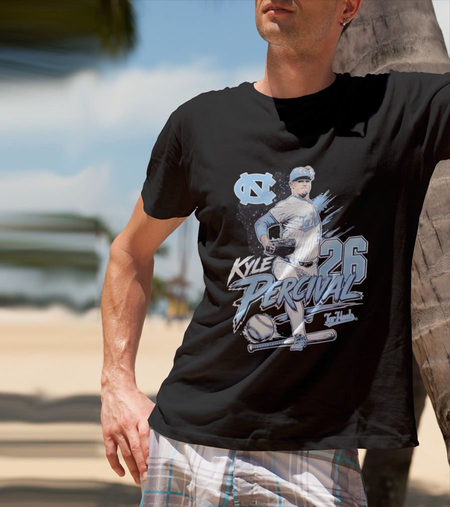 North Carolina Tar Heels Kyle Percival 26 Baseball Pitcher T-Shirt