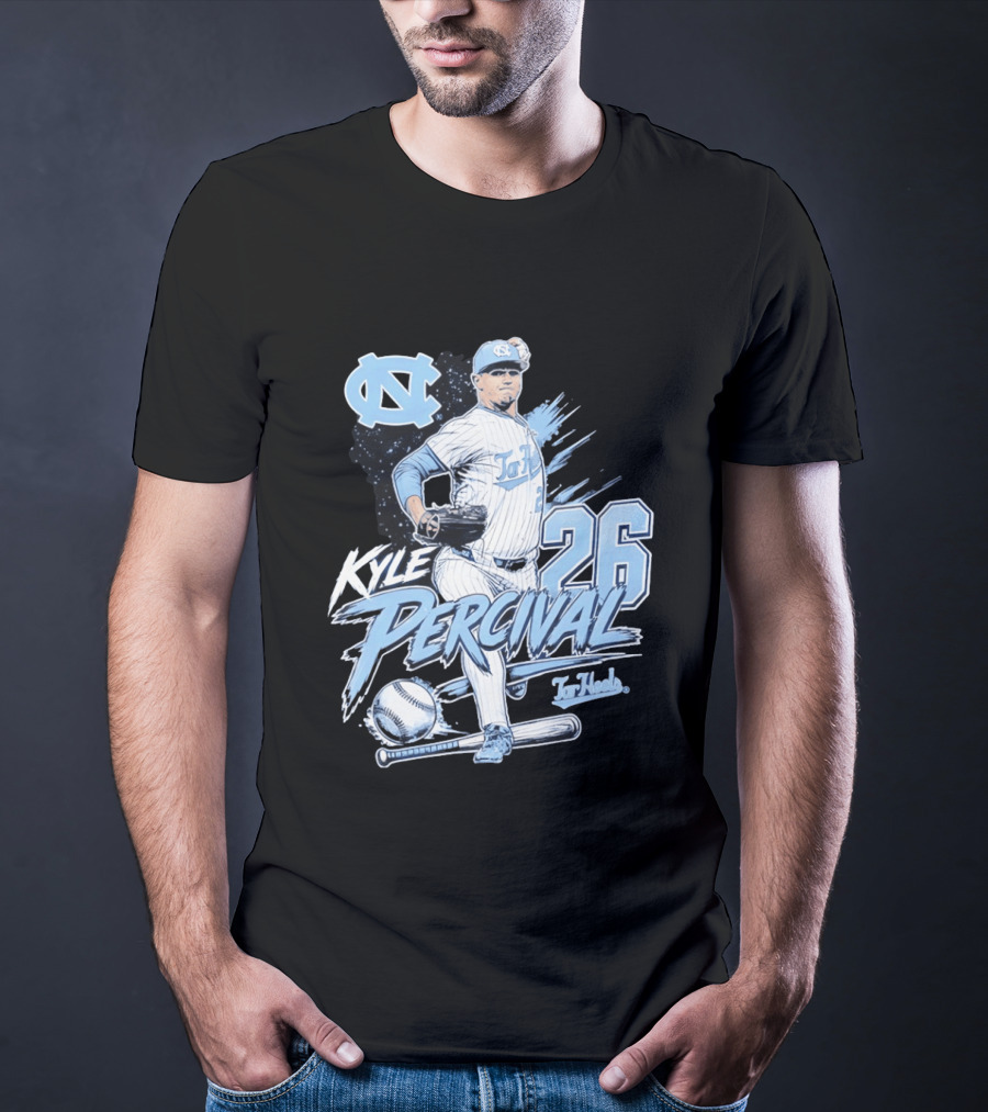 North Carolina Tar Heels Kyle Percival 26 Baseball Pitcher T-Shirt