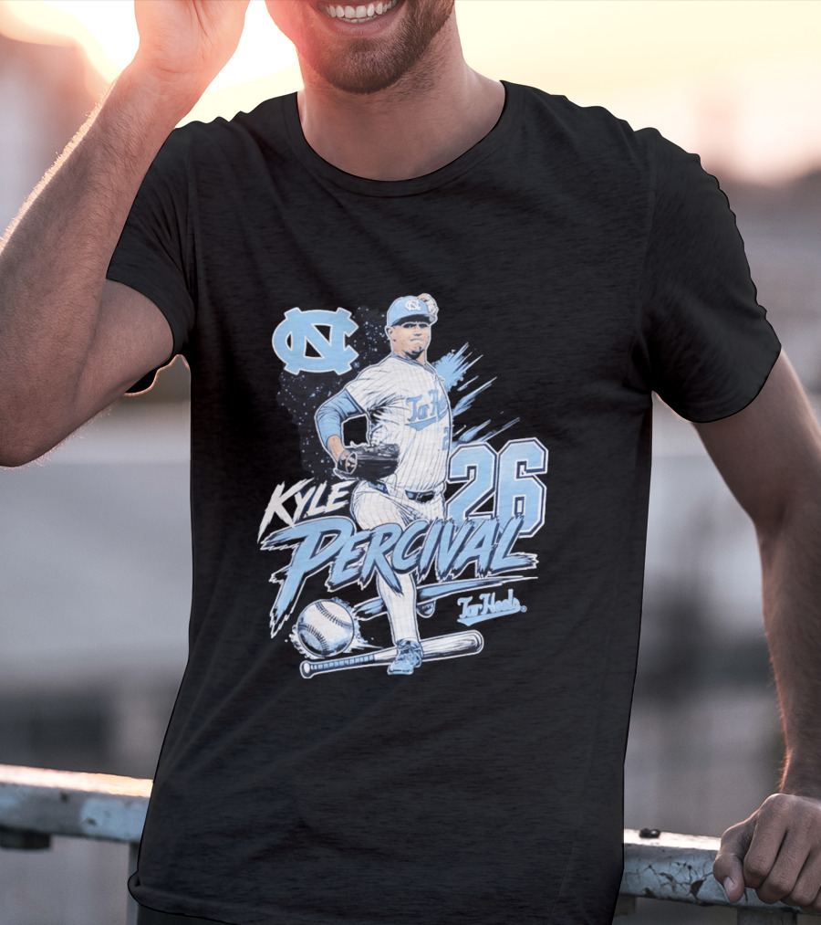 North Carolina Tar Heels Kyle Percival 26 Baseball Pitcher T-Shirt