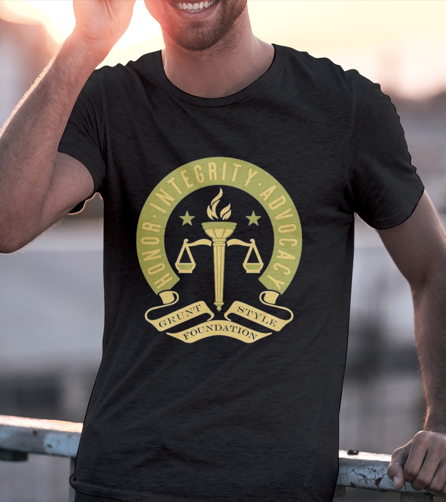 Grunt Style Foundation Honor Integrity Advocacy Symbol With Torch And Scales T-Shirt