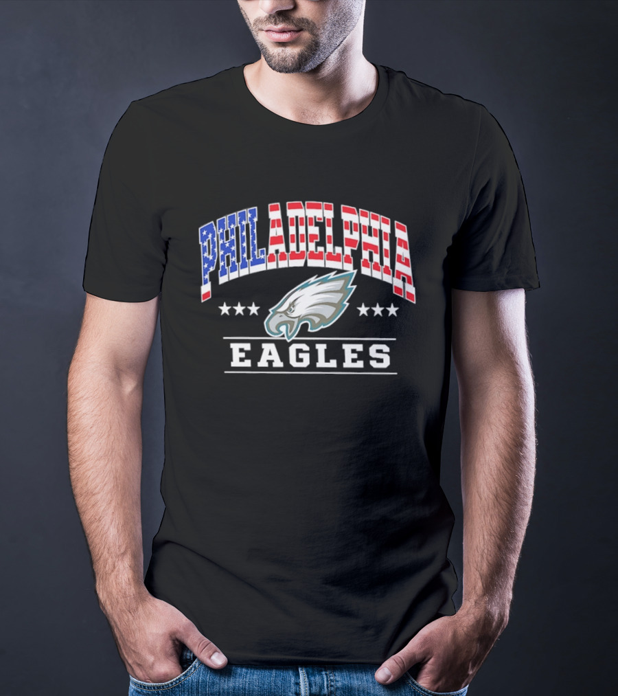 Philadelphia Eagles 1776 2026 250 Years 4th Of July American Flag Stars T-Shirt