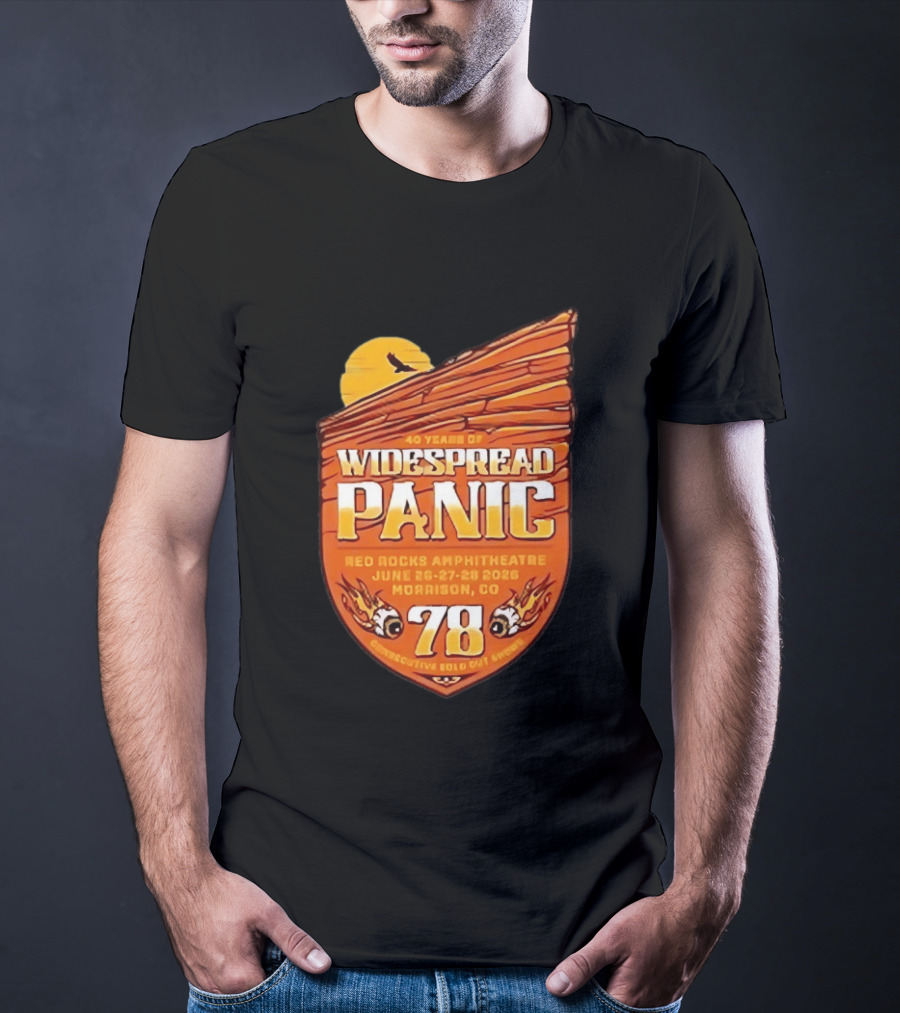 40 Years Of Widespread Panic Red Rocks Amphitheatre June 26 28 2026 Morrison Colorado 78 Consecutive Sold Out Shows T-Shirt