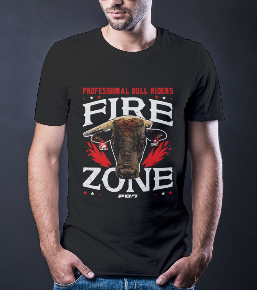 Professional Bull Riders Fire Zone PBR Bull Head OTE Blood Red T-Shirt