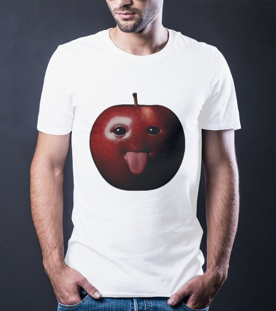 Apple Sticking Out Tongue Funny Fruit Face T-Shirt