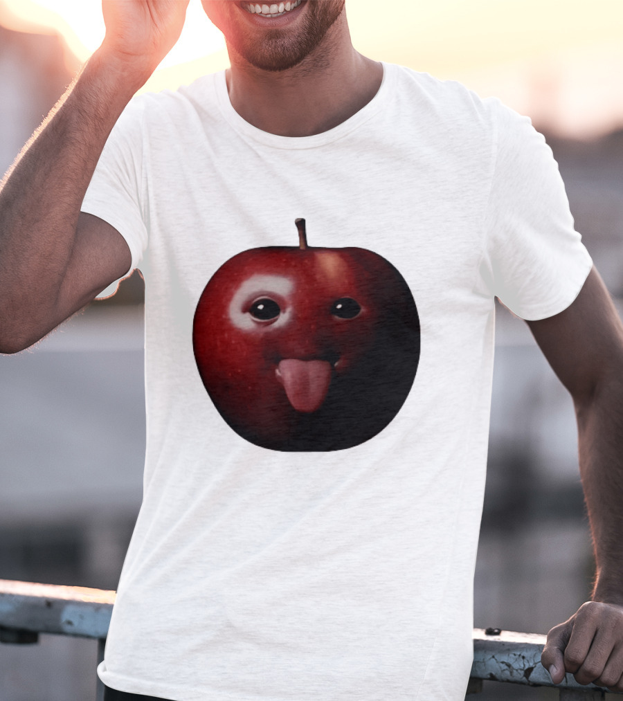 Apple Sticking Out Tongue Funny Fruit Face T-Shirt