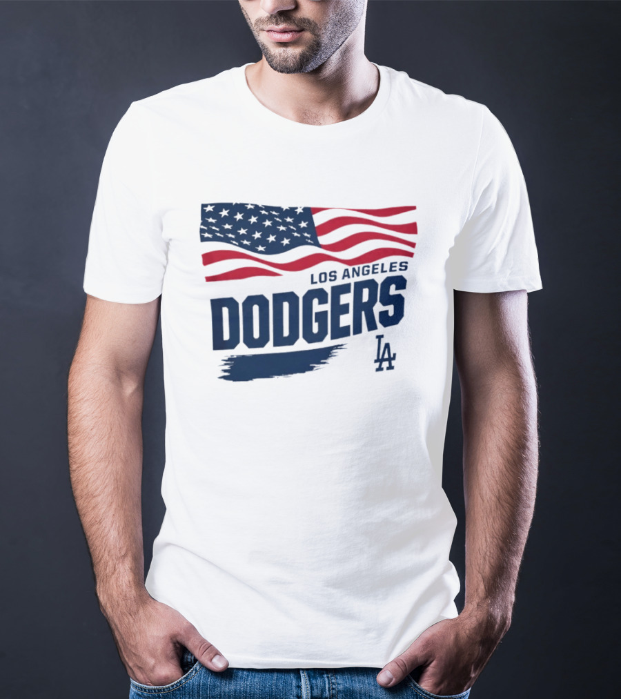 Los Angeles Dodgers Waving Flag LA Dodgers Starter Baseball Team T-Shirt