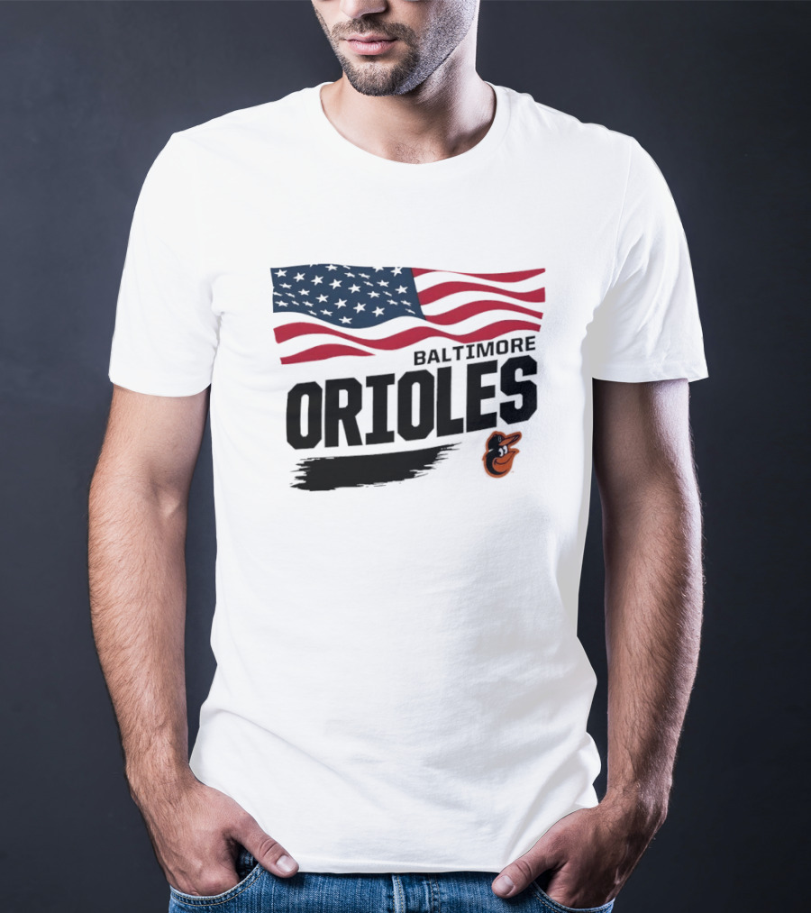 Baltimore Orioles American Flag MLB Team T-Shirt