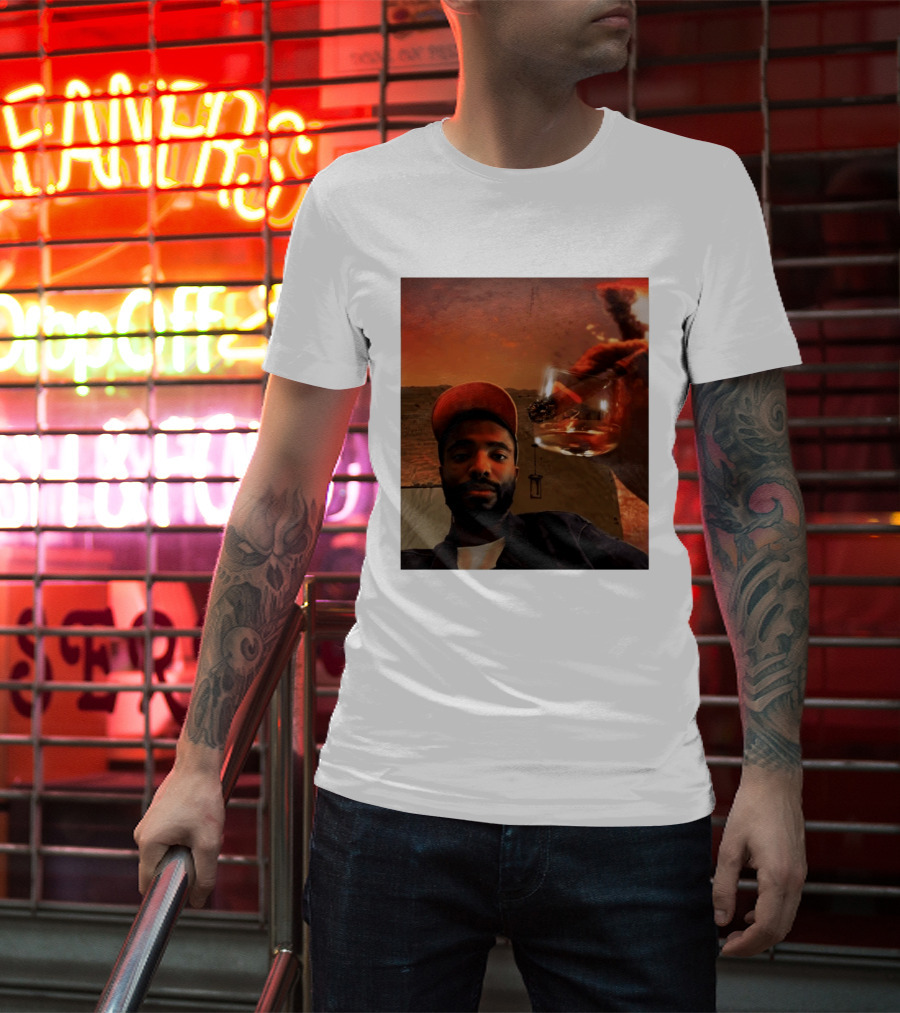 Mikal Bridges Phoenix Suns Cigar Whiskey Glass Sunset Vibes T-Shirt
