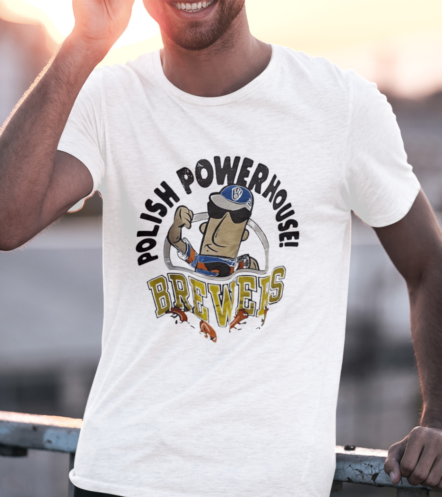 Milwaukee Brewers Polish Powerhouse Sausage Flexing T-Shirt