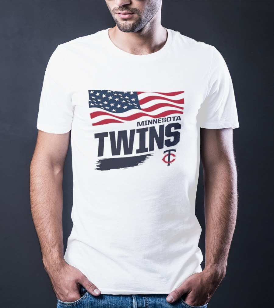 Minnesota Twins Waving American Flag MLB Team T-Shirt