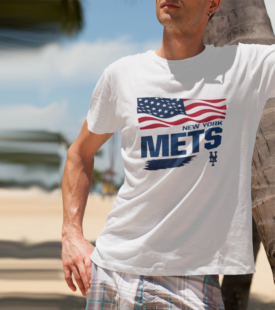 New York Mets American Flag MLB Fan T-Shirt