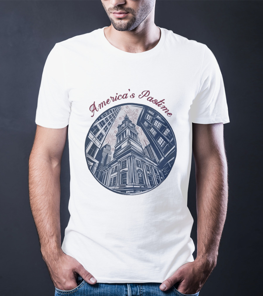 Philadelphia Independence Hall America's Pastime Baseball T-Shirt