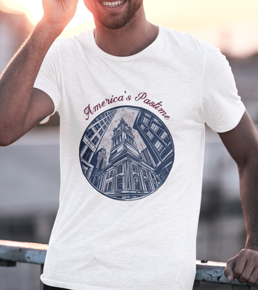 Philadelphia Independence Hall America's Pastime Baseball T-Shirt