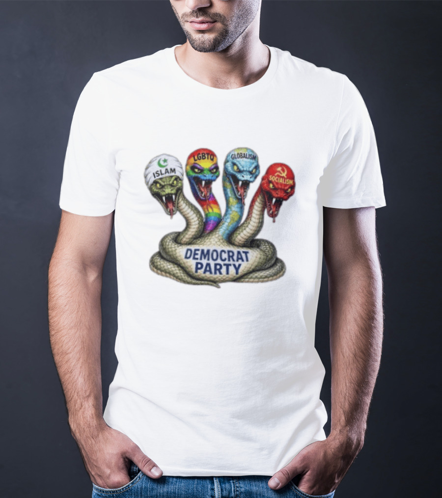 Islam LGBTQ Globalism Socialism Cobra Democrat Party T-Shirt