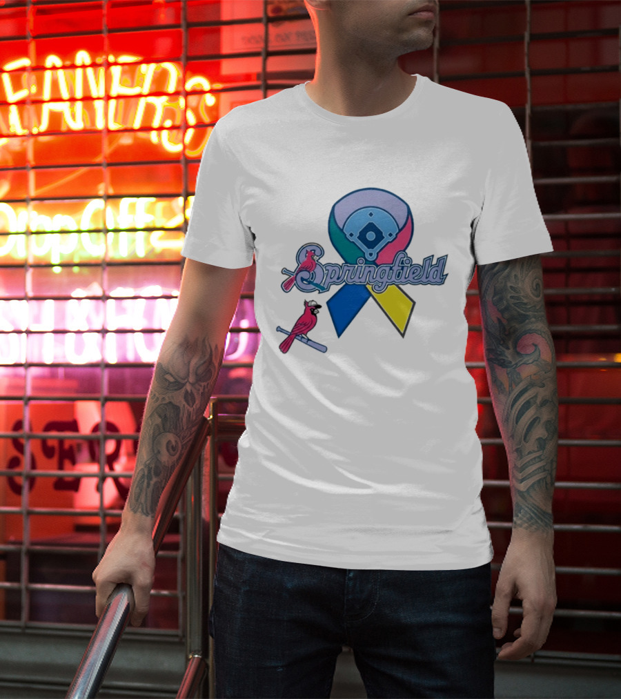 Springfield Cardinals Awareness Ribbon Baseball Team Unity T-Shirt